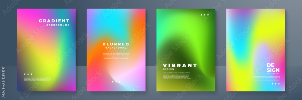 Blurred backgrounds set with modern abstract blurred color gradient patterns. Templates collection for brochures, posters, banners, flyers and cards. Vector illustration. Blurred backgrounds set with modern abstract blurred color gradient patterns. Templates collection for brochures, posters, banners, flyers and cards. Vector illustration.