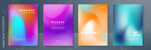 Blurred backgrounds set with modern abstract blurred color gradient patterns. Templates collection for brochures  posters  banners  flyers and cards. Vector illustration.
