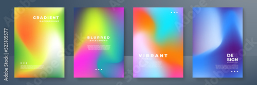 Blurred backgrounds set with modern abstract blurred color gradient patterns. Templates collection for brochures, posters, banners, flyers and cards. Vector illustration.