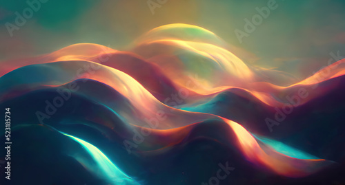 Abstract colorful liquid background with Iridescence waves 