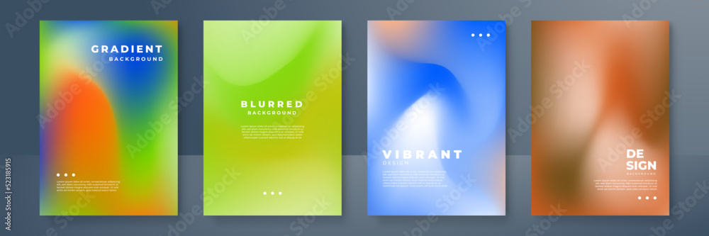 Fototapeta premium Minimal covers design. Cool gradient colors. Geometric blurred gradients. Vector illustration.