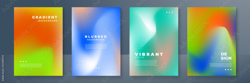 Fototapeta premium Minimal covers design. Cool gradient colors. Geometric blurred gradients. Vector illustration.