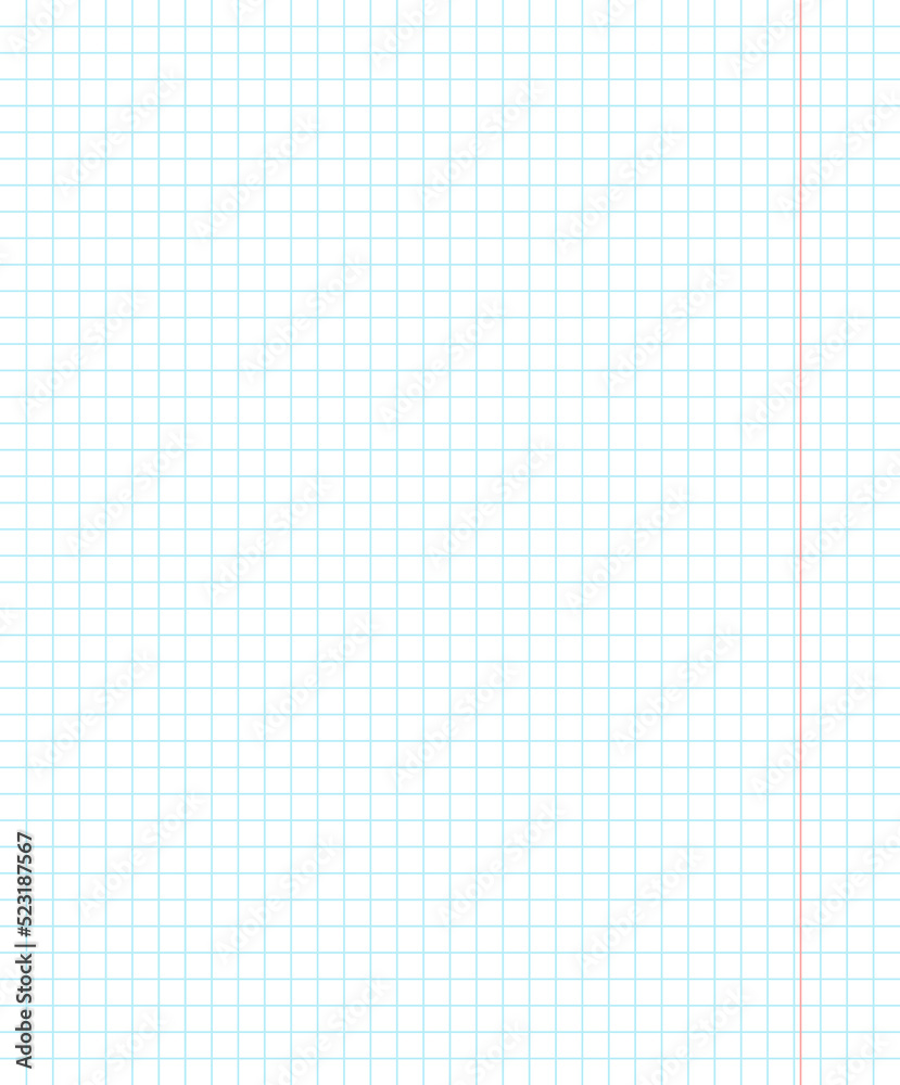 Realistic vector illustration of blank notebook sheet of square paper. White squared paper sheet background. Stock royalty free vector illustration Realistic vector illustration of blank notebook sheet of square paper. White squared paper sheet background. Stock royalty free vector illustration