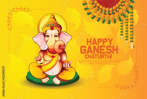 Happy Ganesh Chaturthi illustration of Lord Ganpati background for Ganesh Chaturthi festival of India photo