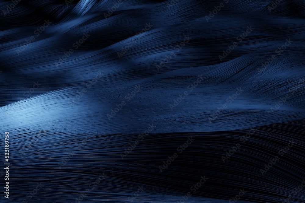 Abstract blue wave color illustration with place for text, 3d rendering