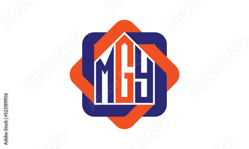 MGY three letter real estate logo with home icon logo design vector template | construction logo | housing logo | engineering logo | initial letter logo | minimalist logo | property logo | photo