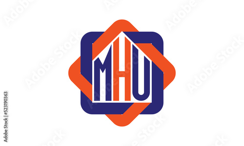 MHU three letter real estate logo with home icon logo design vector template | construction logo | housing logo | engineering logo | initial letter logo | minimalist logo | property logo | photo