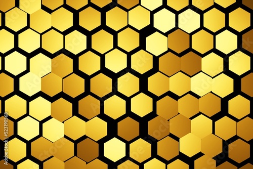 Honeycomb  abstract color yellow background  3D rendering