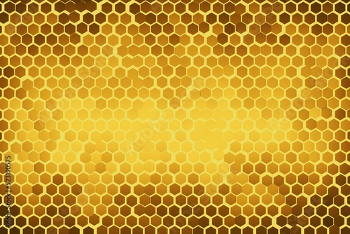 Honeycomb, abstract color yellow background, 3D rendering