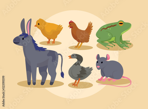 six farm animals icons