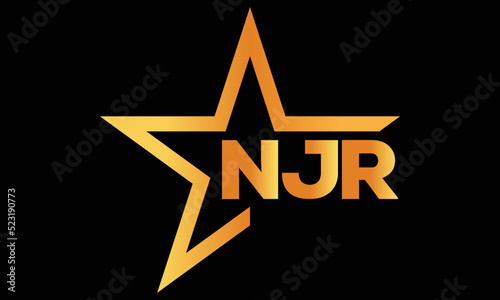 NJR golden luxury star icon three letter logo design vector template. royal logo | luxury logo | jewelry logo | premium logo | iconic logo | Victoria logo |