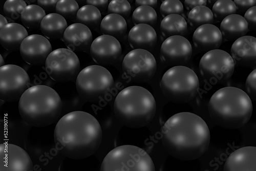 abstract grey background with spheres and balls, 3D rendering, top view
