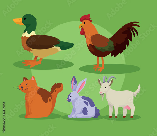 farm animals five icons