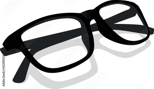 Isometric black glasses with shadow 