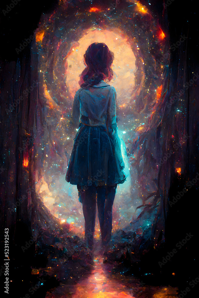 Girl infront of a portal