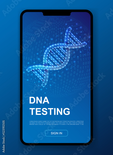 DNA spiral 3d polygonal symbol for UI, UX design template. Low poly Science illustration for homepage app design. Genetic helix illustration concept.