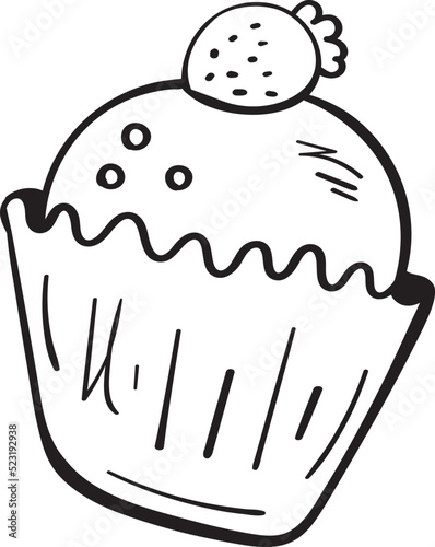 Cupcake with Strawberries vector Hand Drawn