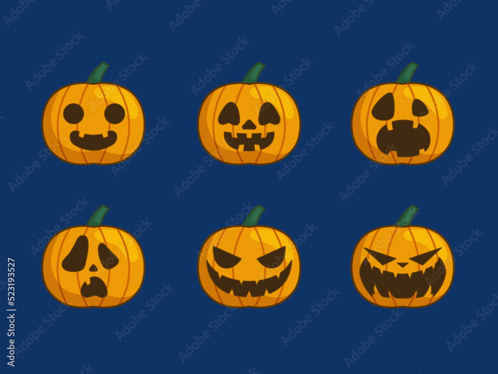 Halloween funny pumpkin collection design vector illustration Halloween funny pumpkin collection design vector illustration