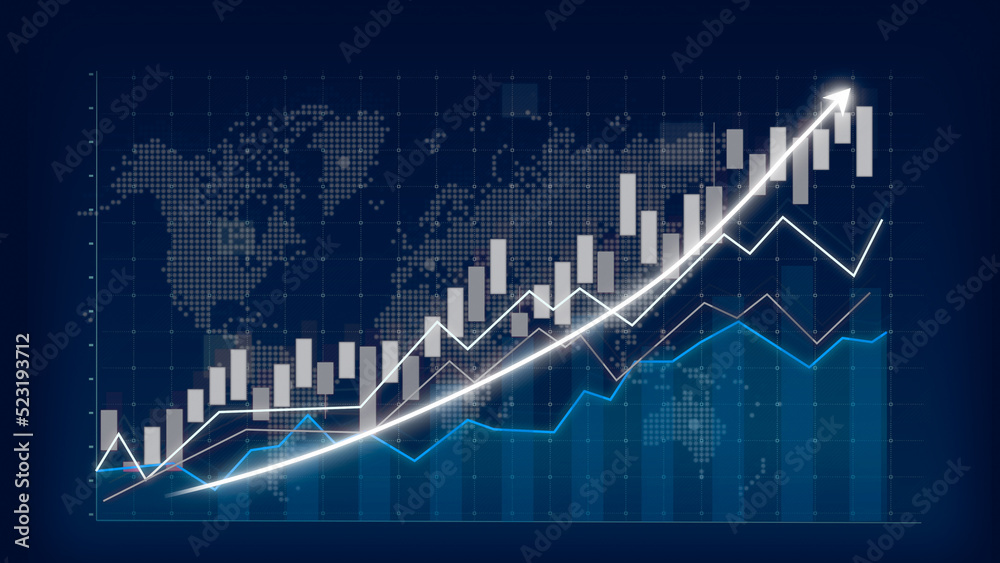 Business growth concept in allusive graph chart showing marketing sales ...