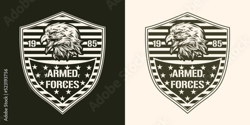 Armed forces monochrome vintage logotype