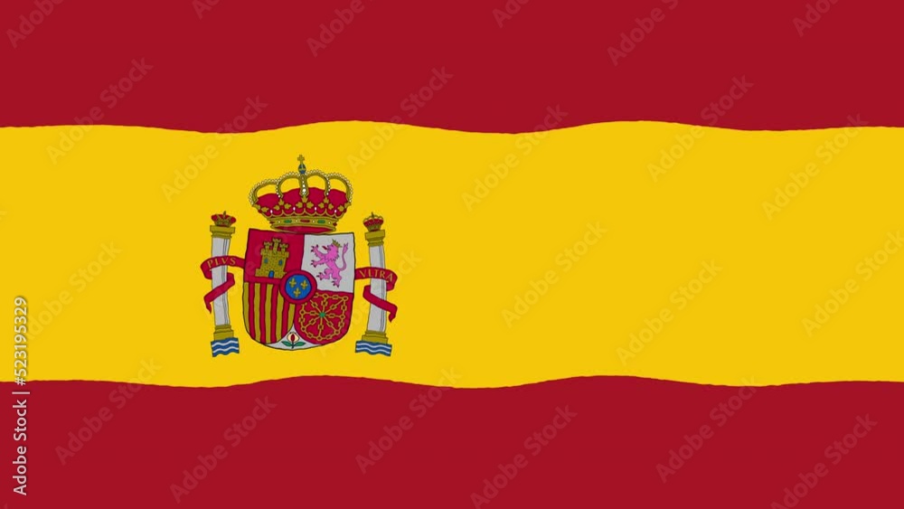 Stylized Waving Flag of Spain, 4K Cartoon Animated Background. Spanish Flag Motion Graphics Seamless Loop, Hand Drawn Style. Horizontal Video for Backgrounds, Streaming and Channels. Stylized Waving Flag of Spain, 4K Cartoon Animated Background. Spanish Flag Motion Graphics Seamless Loop, Hand Drawn Style. Horizontal Video for Backgrounds, Streaming and Channels.
