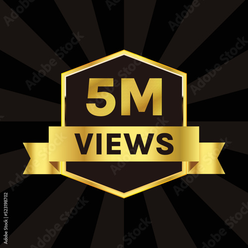5 million views celebration background design, 5m plus views badge