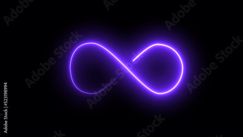 neon effect abstract illustration, light glowing infinity shape, energy laser loop magic power round wave, electric space fluorescent curve, graphic infinite ray, shiny motion night, art isolated mode