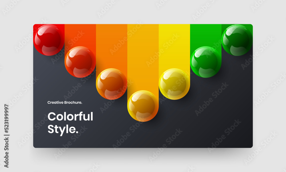 Colorful realistic balls journal cover concept. Amazing website design vector illustration.