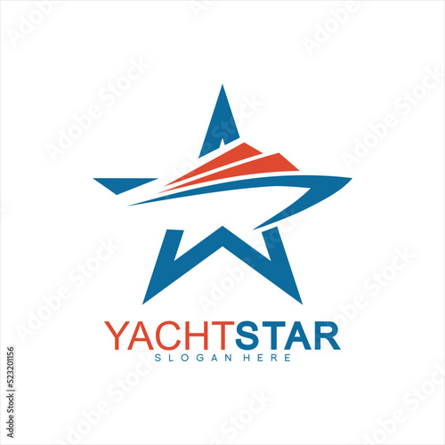 Vector logo design template yacht and stars.