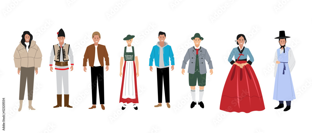 Multicultural people crowd. Diverse person group, isolated multi-ethnic community portrait. Different nationality. Vector illustration characters

