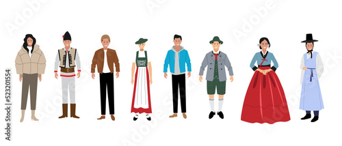 Multicultural people crowd. Diverse person group, isolated multi-ethnic community portrait. Different nationality. Vector illustration characters

