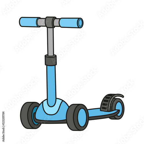Children's tricycle scooter color variation for coloring isolated on white background for coloring