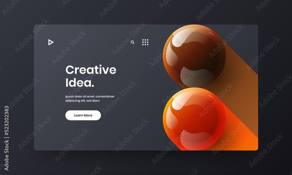 Abstract 3D balls website screen layout. Clean magazine cover vector design concept. Abstract 3D balls website screen layout. Clean magazine cover vector design concept.