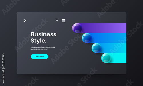 Minimalistic 3D spheres front page concept. Bright catalog cover design vector illustration.