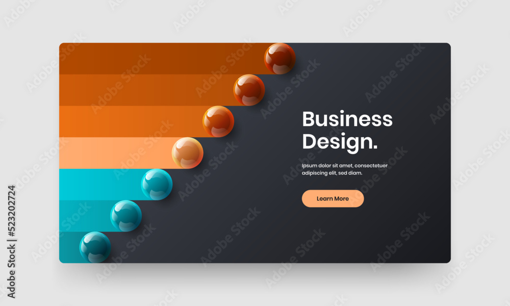 Abstract realistic spheres flyer illustration. Fresh pamphlet design vector layout. Abstract realistic spheres flyer illustration. Fresh pamphlet design vector layout.