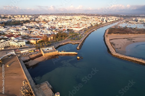 Aerial from the city Lagos in the Algarve Portugal