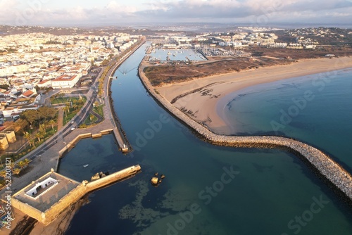 Aerial from the city Lagos in the Algarve Portugal