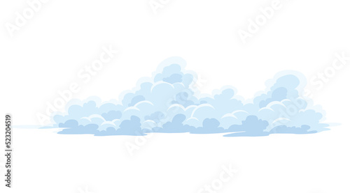 Cartoon clouds. Abstract white cloudscape icon symbol. Vector cloudy landscape or simplicity nature aerial panorama. Round shapes in flat style