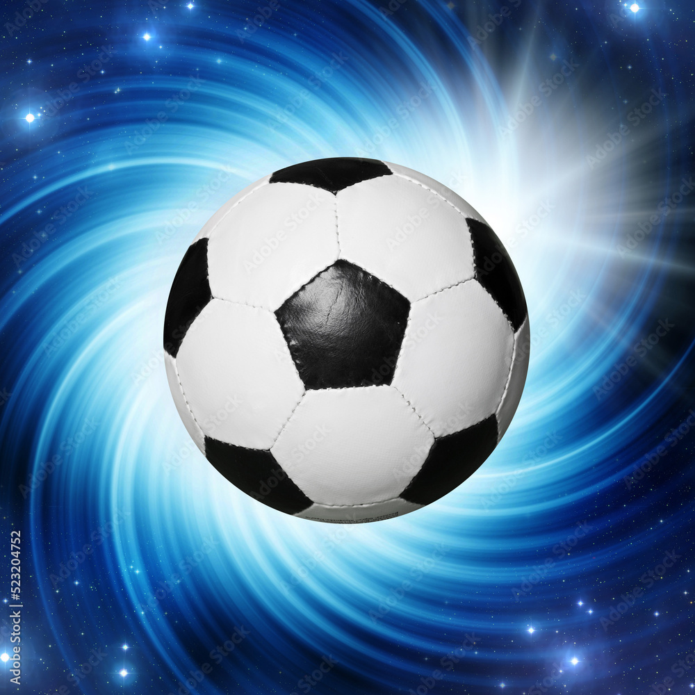 soccer ball with a whirl effect behind, concept for Qatar 2022 FIFa world cup