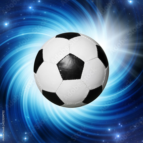 soccer ball with a whirl effect behind, concept for Qatar 2022 FIFa world cup