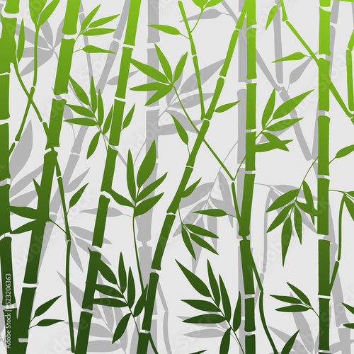 Fototapeta Naklejka Na Ścianę i Meble -  
bamboo oriental seamless pattern. chinese 

japanese bamboo grass oriental wallpaper. green 

natural tropical plant background with bamboo 

stems leaves.
