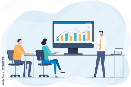 business marketing team working and meeting for business investment on monitor graph report  photo