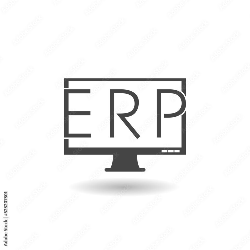 ERP, enterprise resource planning icon with shadow ERP, enterprise resource planning icon with shadow