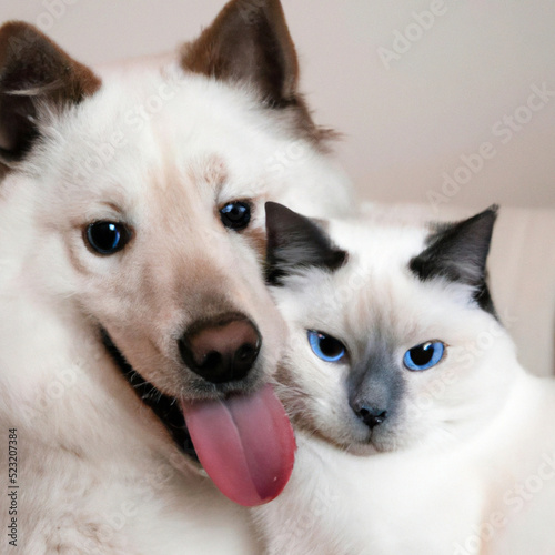 Siam Katze & Samojede Hund photo