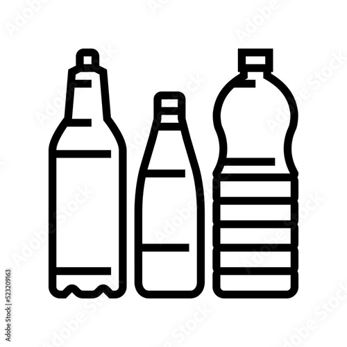 bottle packaging plastic waste line icon vector. bottle packaging plastic waste sign. isolated contour symbol black illustration