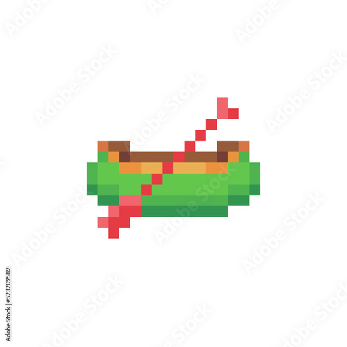 Canoe pixel art icon. Isolated vector illustration. 8-bit sprite. Design stickers, logo, mobile app.