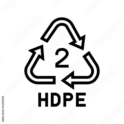 hdpe recycle plastic product line icon vector. hdpe recycle plastic product sign. isolated contour symbol black illustration