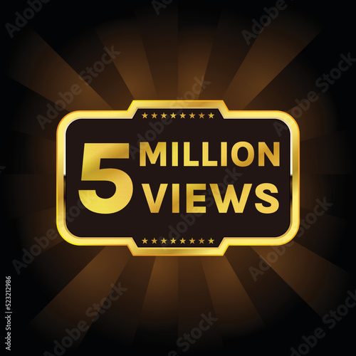 youtube 5 million views or 5m views banner vector