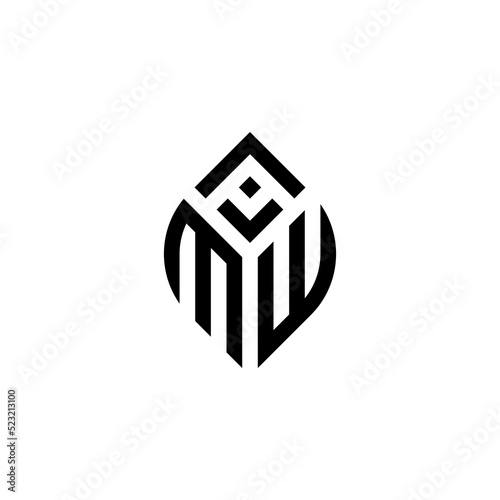 Initial Letter AMW Abstract Leaf Logo Design Symbol