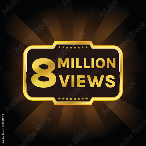 youtube 8 million views or 8m views banner vector